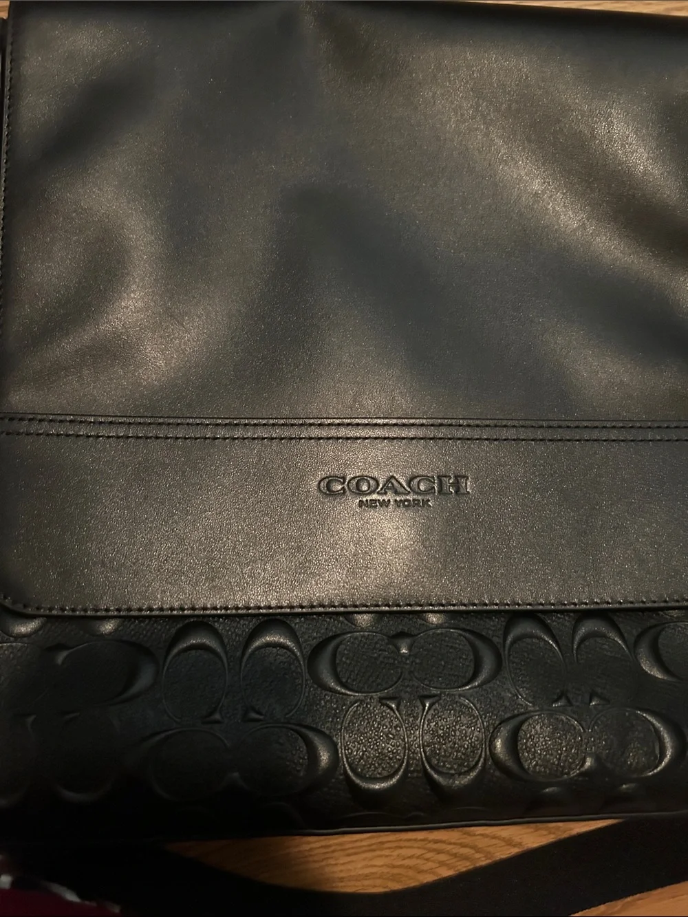 Coach Black Embossed Leather Messenger Bag